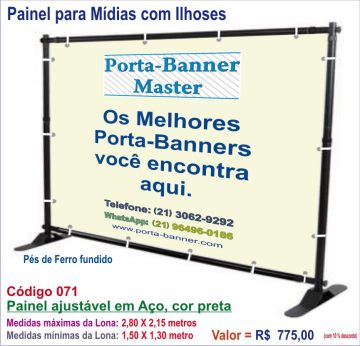 Painel / Moldura ajustável para Lonas com medidas de até 2,38 X 2,38 metros