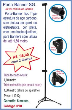 Porta-Banner Tripé SG, código 010, aço carbono, para Banners com altura até 1,85 metro