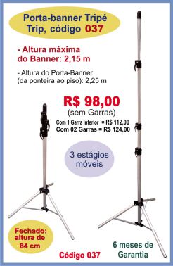 Porta-Banner Tripé código 037 - Perfeito para Banners com altura até 2,20 metros